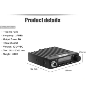luiton lt 198 ultra compact mobile cb radio with orange lcd and external speaker jack 2